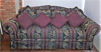 Burgundy & Navy Floral Print Couch