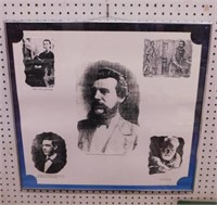 Alexander Graham Bell prints, framed, 26" x 24"