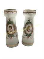 Pair Victorian Portrait Vases