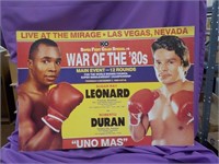 Leonard Vs. Duran advertising sign cardboard