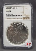 1998 American 1 oz. Silver Eagle-One Dollar - NGC