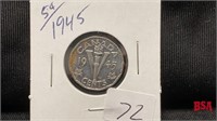 1945 5 cent Canadian coin