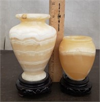 Pair of Carved Onyx Vases.