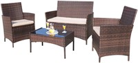 Homall Outdoor Furniture 4 Pieces  Brown and Beige