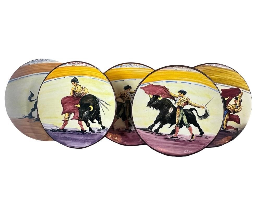 (9) Vintage Spanish Majolica Bullfighter Wall