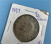 1937 English half crown, silver