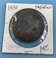 Mexican 1 peso silver coin: 1932