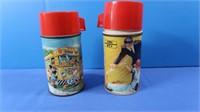 Vintage Mickey Mouse & Baseball Thermos w/Lids