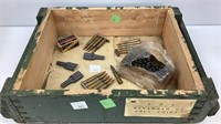 Vintage Ammunition lot in military crate includes