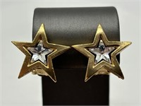 Vintage Dyrberg Kern Gold Tone Star Earrings