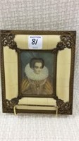 Ivory Hand Painted Portrait Plaque Signed