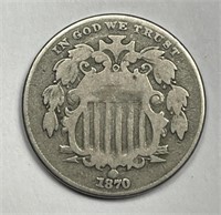 1870 Shield Nickel Very Good VG+