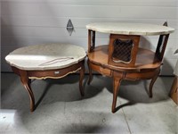 Round Marble Top End Table Set