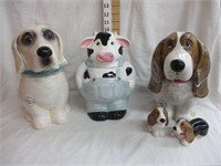 (2) Dog, Cow cookie jars