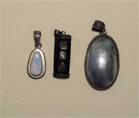 Sterling Opal, Onyx & MOP Shell Pendants