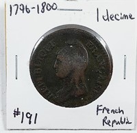 1796-1800  French  1 Decime coin