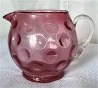 Fenton Cranberry Inverted Coin Dot 5" Pitcher