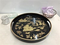 Oriental Tray w/Decorative Items