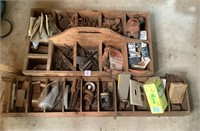 Assorted Fasteners, Tools & Wooden Boxes