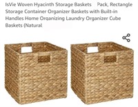 NEW Set of 2 Woven Hyacinth Storage Baskets,
