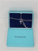 Tiffany & Co. 18k gold & diamond pendant & chain