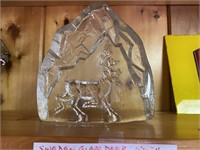 SWEDEN GLASS DEER FIGURE 6 1/2" HIGH