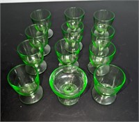 12 Pc. Green Glass Sorbet