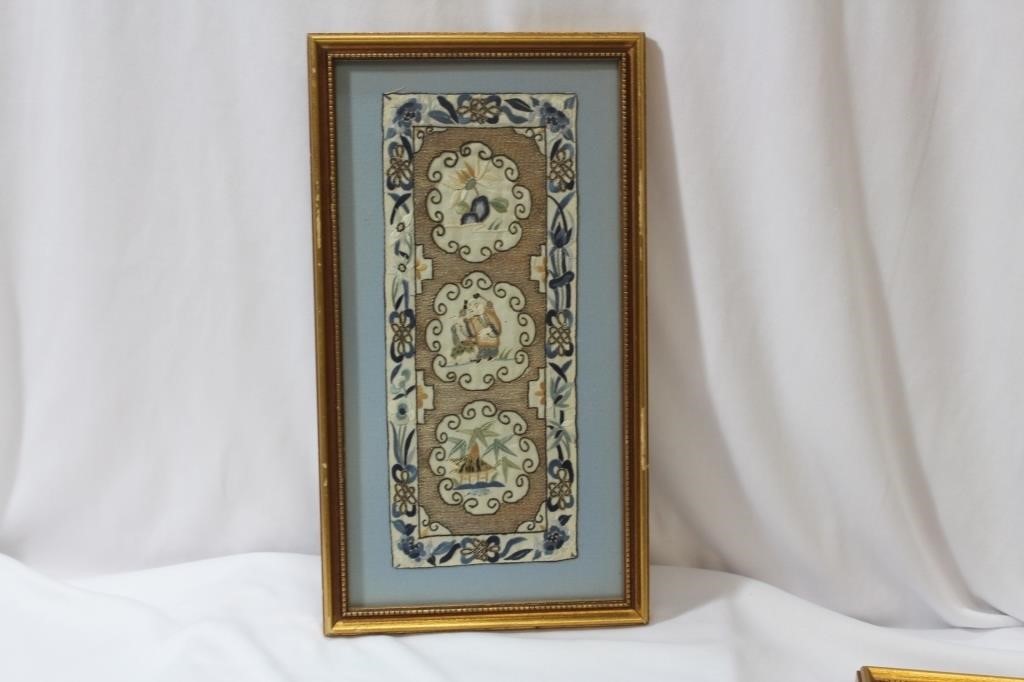 A Vintage Chinese Framed Silk
