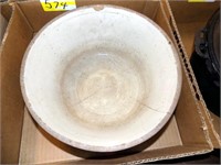 STONEWARE  CROCK WITH CRACC AND 3 OTHER MATCHING