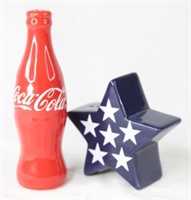Coac-Cola Bottle & Star Salt & Pepper Shakers