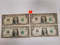 4 1 Dollar Bills 1969 ~ 1969A ~ 1977 ~ 1977A