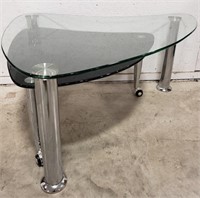 (D) COFFEE TABLE GLASS MOVABLE BLACK GLASS SHELF