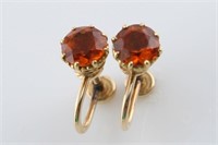Pair of 14k Yellow Gold and Citrine Stud Earrings