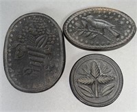 3 cast iron cookie molds ca. early-mid 19th