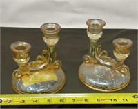 Carnival Glass Candle Holders