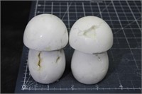 2, Large Puffy White/plume Agate Mushrooms, 13oz