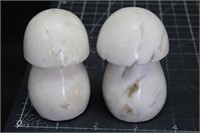 2, Large Puffy White/plume Agate Mushrooms, 14oz