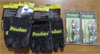 (BC) New Poulan safety glasses (2) & work gloves