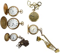 (5) Vintage Gold Plated Pocket Watches