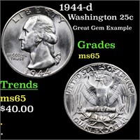 1944-d Washington 25c Grades GEM Unc