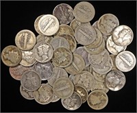 (50) MIXED DATES MERCURY DIMES