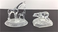 Art glass animals: giraffe with baby and polar