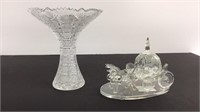 Crystal glass: small horse and carriage by the