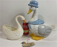 Ceramic goose and misc