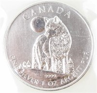 Coin 2011 Canada Wolf $5 Silver .999