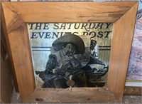 Saturday Evening Post Foil Barn Wood Framed