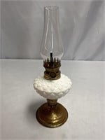 ADORABLE VINTAGE MINI MILK GLASS OIL LAMP WITH