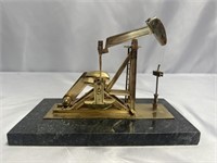 VINTAGE OIL WELL OILFIELD GOLD BRASS PUMP JACK