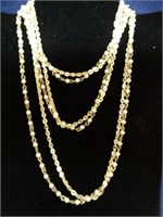 Double Strands 46" Pearl & Gold Necklace