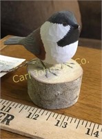 CHESTNUT BACKED CHICKADEE CARVING, INGOMAR CLUB